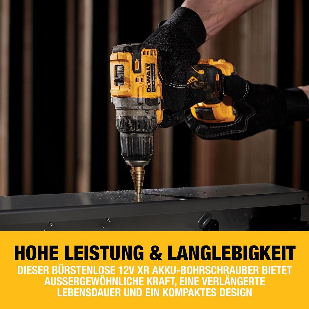 Dewalt 12 Volt Akku Bohrschrauber DCD701D2 (bürstenloser Motor, 15-Stufen Drehmomenteinstellung, 2-G