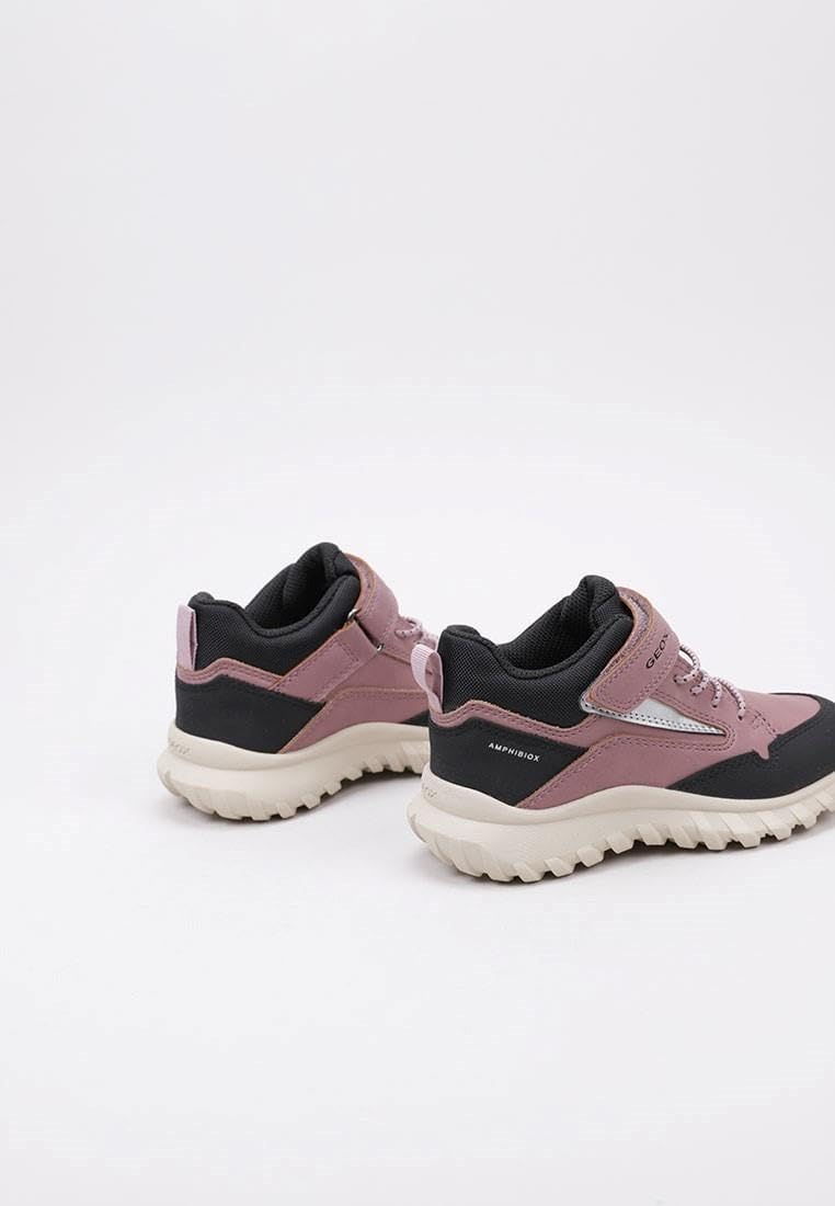 Geox Mädchen J Simbyos Girl ABX A Sneaker 34 EU Dk Rose Black, 34 EU Dk Rose Black