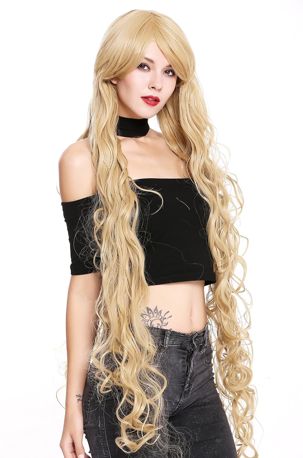 WIG ME UP - CL-100-86 Perücke Damenperücke extrem lang Rapunzel Locken gelockt hellblond