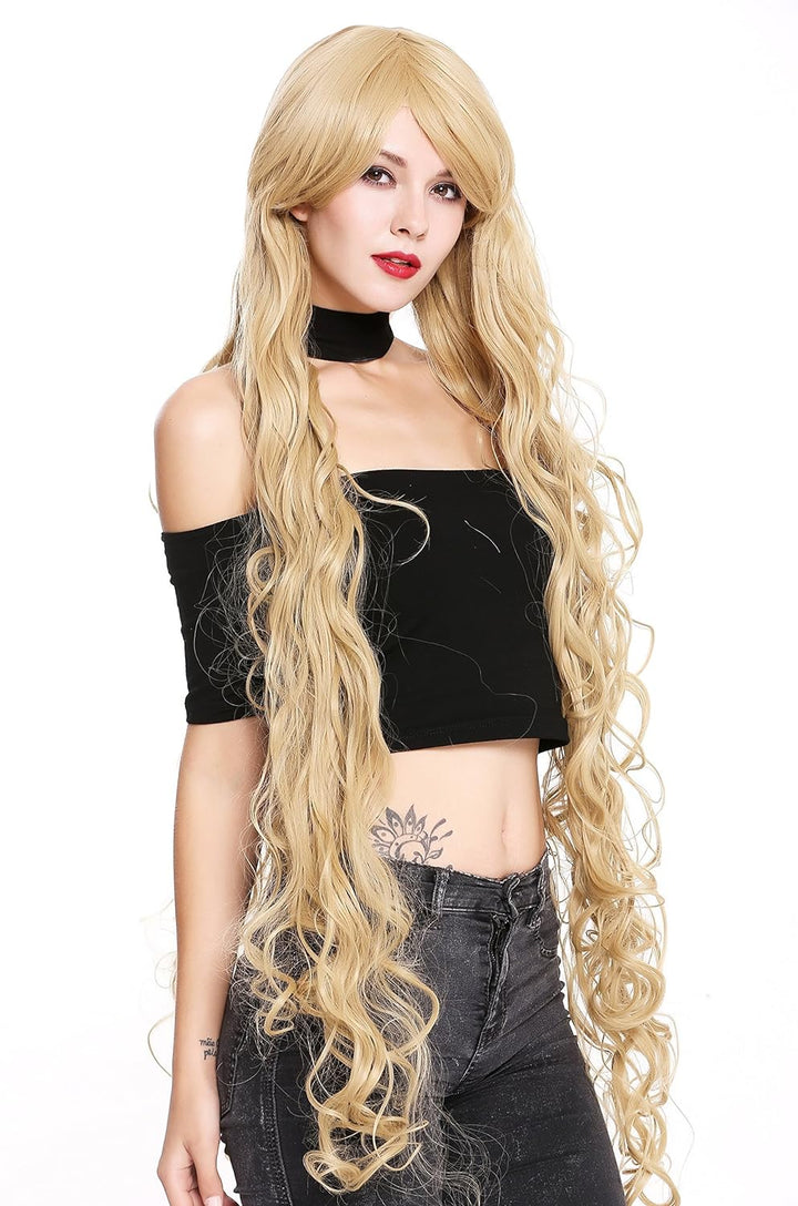 WIG ME UP - CL-100-86 Perücke Damenperücke extrem lang Rapunzel Locken gelockt hellblond