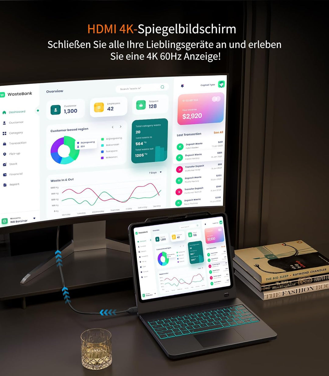 CHESONA ArmorDock iPad Pro 12.9 Hülle mit Tastatur, 6-in-1 Hub Dockingstationen Tastatur für iPad Pr