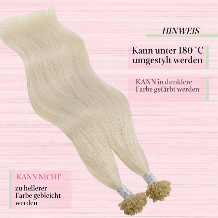 YoungSee Extensions Echthaar Bondings Blond 45cm Bonding Extensions Echthaar 1g Haarverlangerung Bon