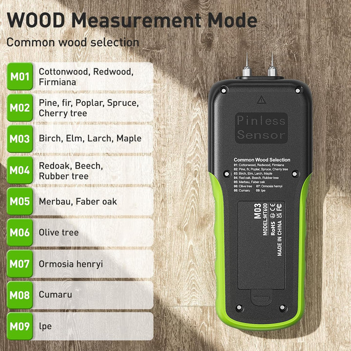 Feuchtigkeitsmessgerät, Huepar Pin &amp; Pinless Feuchtigkeitsmesser Detector für Holz oder Baustoff, Fe