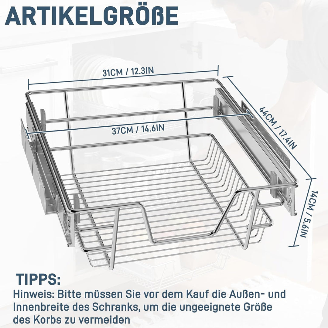 2er Küchenschrank Teleskopschublade Apothekerschrank Schlafzimmerschublade Einsatz Teleskopschienen