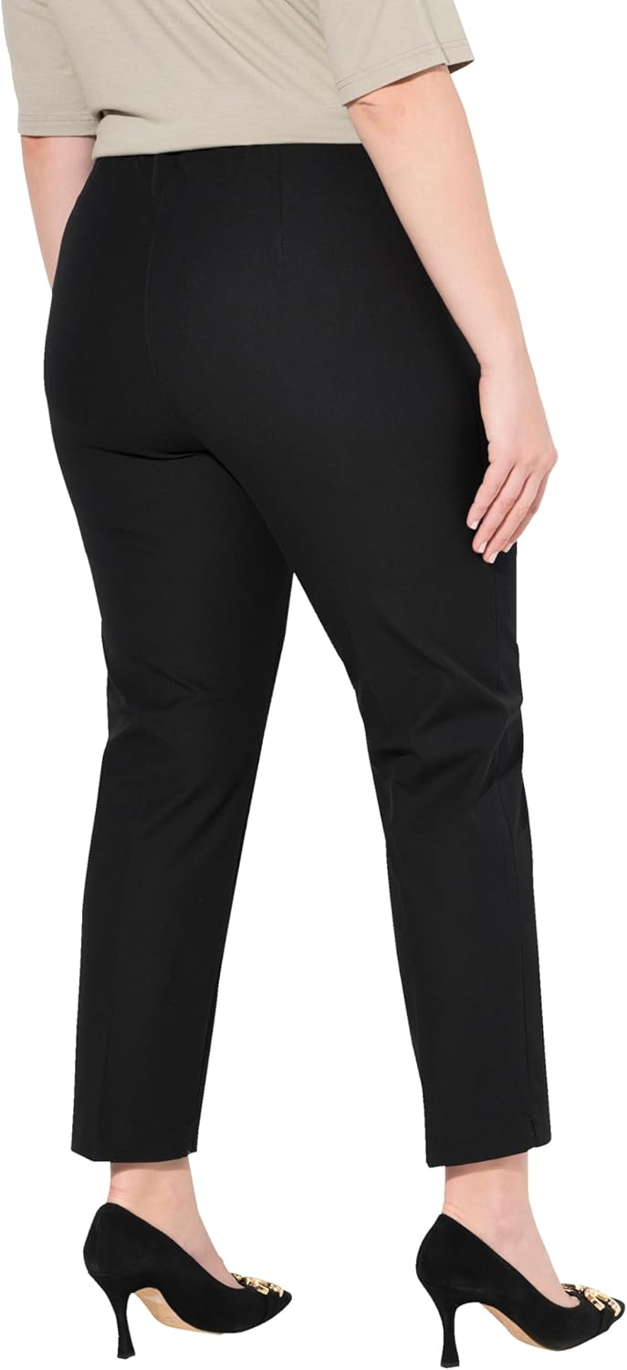 Ulla Popken Damen 7/8-Hose, schmales Bein, Elastikbund 42W / 32L Schwarz, 42W / 32L Schwarz