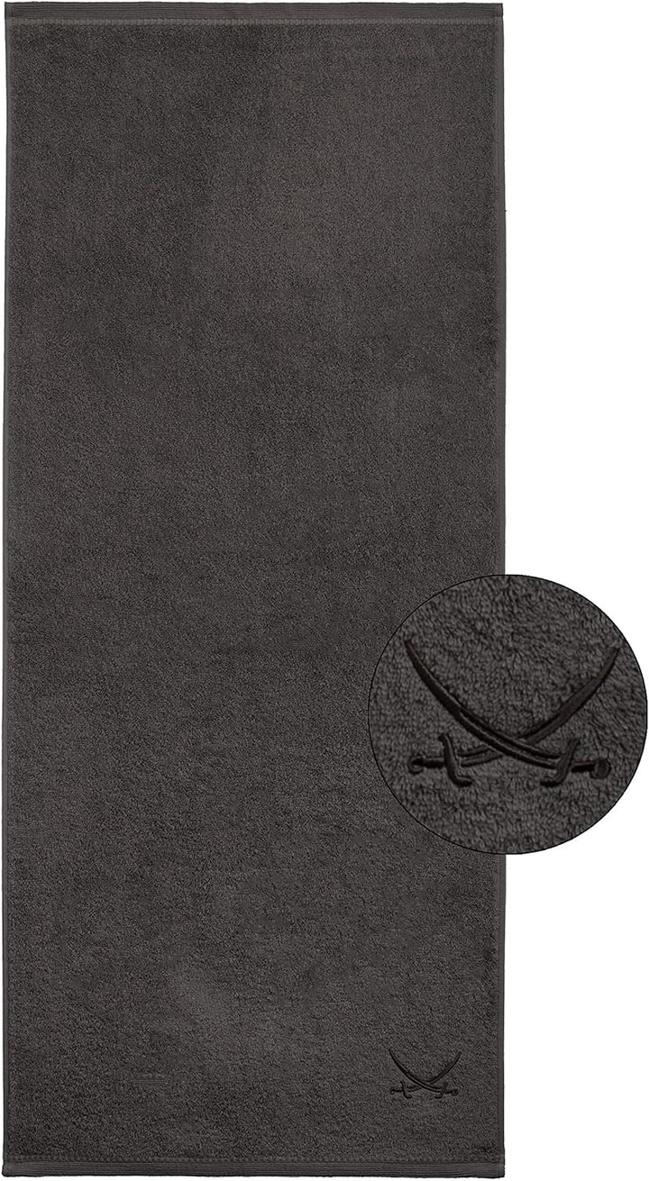 Sansibar Badetuch 2er Set 90x180 cm 100% Baumwolle mit gesticktem Säbel Logo Strandtuch Saunatuch An