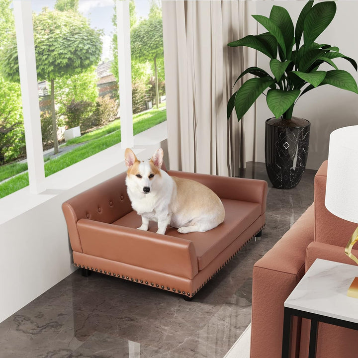 BingoPaw Hundesofa XXL für Grosse Hunde: Luxus Hundecouch aus atmungsaktivem wasserdichtem Leder - M