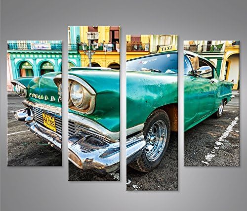 islandburner Bild Bilder auf Leinwand Taxi Cuba Havanna Kuba 4er XXL Poster Leinwandbild Wandbild De