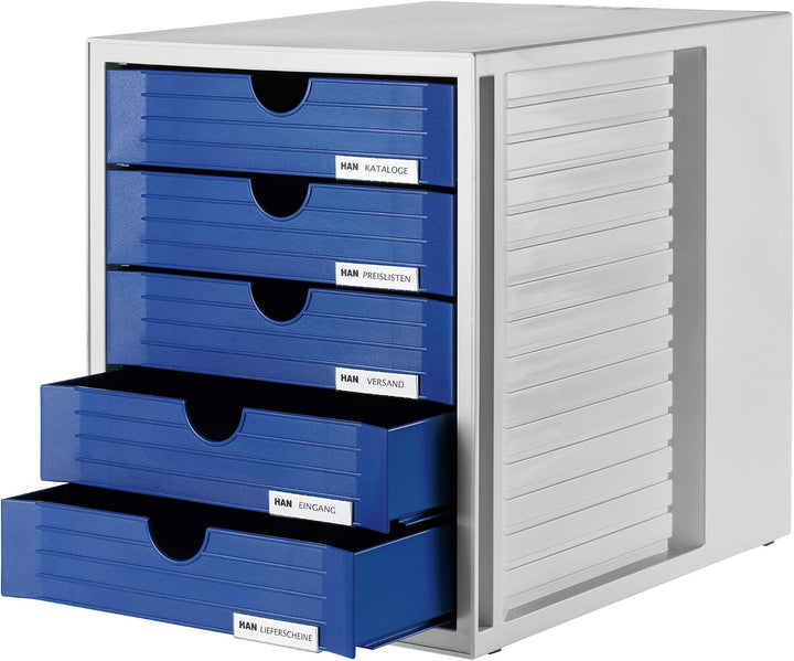 HAN Schubladenbox SYSTEMBOX mit 5 geschlossenen Schubladen für bis DIN C4, Schreibtisch oder im Schr