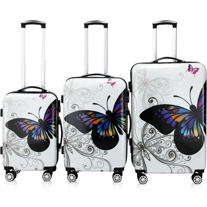 Monzana® Hartschalenkoffer Set Butterfly Basic Reisekoffer Set Komplettset Trolley Koffer ABS mit PC