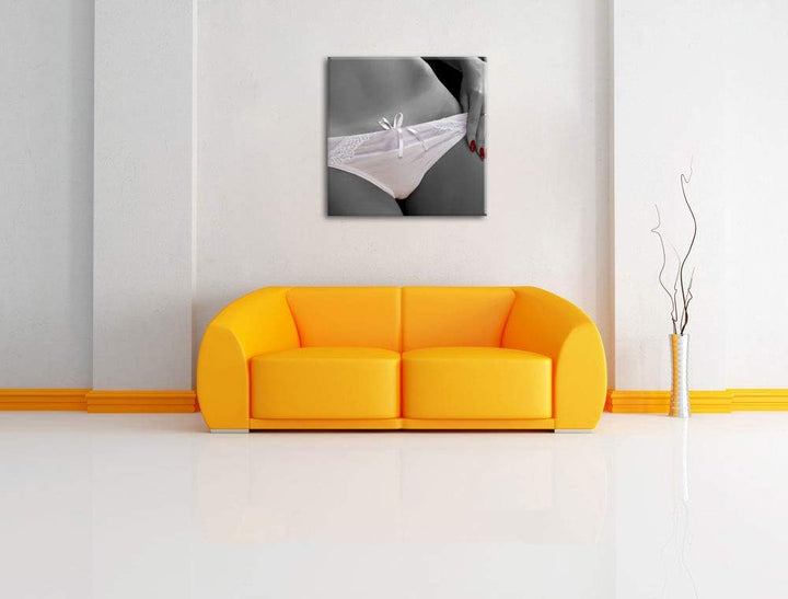Pixxprint weisses Dessous als Leinwandbild/Grösse: 70x70 cm/Wandbild/Kunstdruck/fertig bespannt, 70x