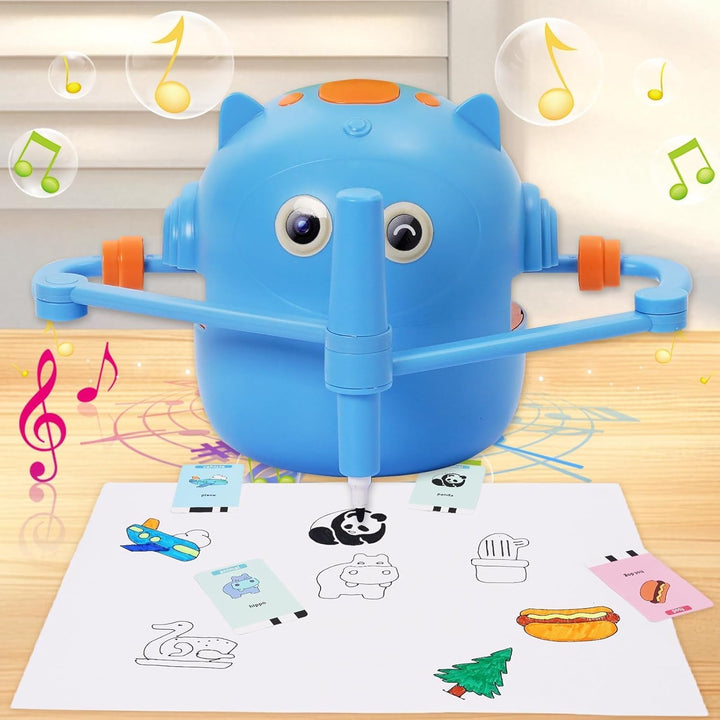Malroboter für Kinder, Zeichenroboter Kinder mit Sprachanleitung, 100 Karten & 14 Stift, Mal-Roboter