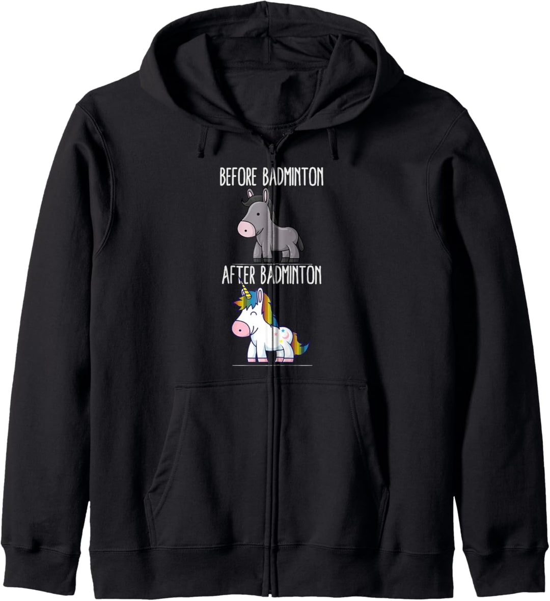 Vor Nach Badminton Einhorn Badminton Spieler Kapuzenjacke