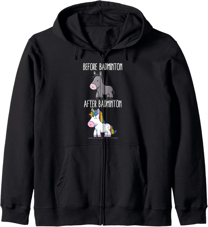 Vor Nach Badminton Einhorn Badminton Spieler Kapuzenjacke