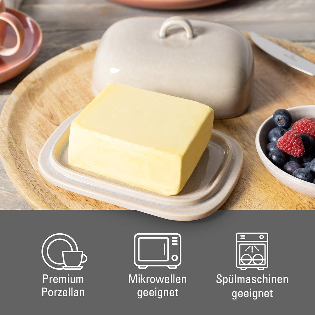 like. by Villeroy & Boch – Perlemor Home Butterdose, Porzellan Butterglocke im Pottery Stil, spülmas