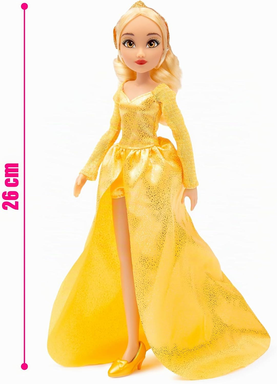 Winx Club Grand Ball Puppe – Stella im funkelnden goldenen Kleid mit Tiara – voll bewegliche Mode-Fe
