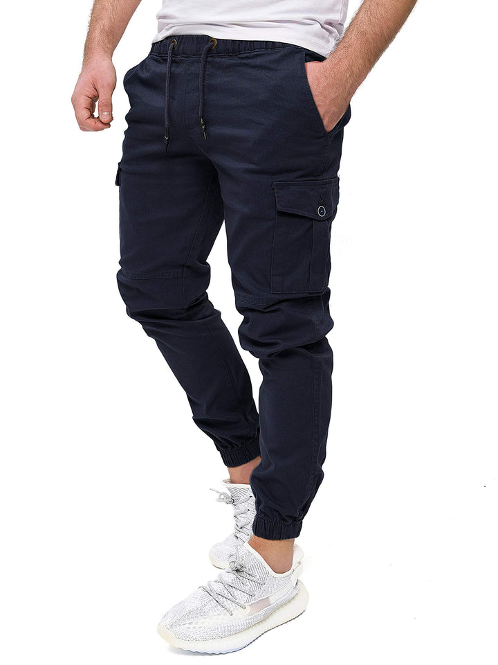 PITTMAN Darius - Herren Cargo Hose - Baumwoll Cargohosen - Cargo Jogger 28W / 30L Blau (Sky Captain