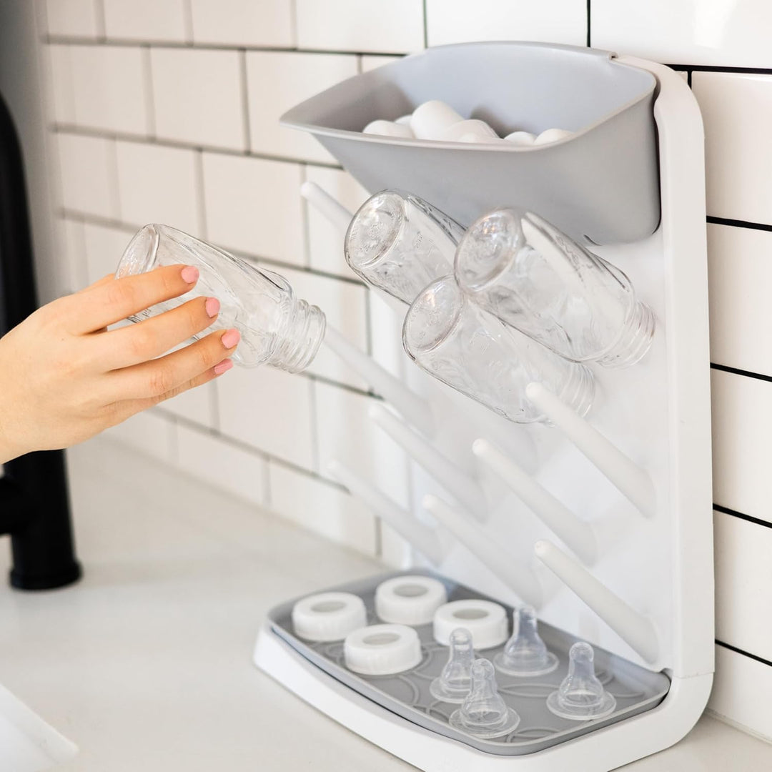 Ubbi Vertical Baby Bottle Drying Rack, Space Saving Countertop Drying Rack Baby Accessory, Grey Grey