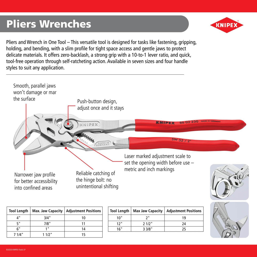KNIPEX Tools 8601180 Zangenschlüssel, schwarzes Finish Schraubenschlüssel 7 1/4-Inch, Black Finish S