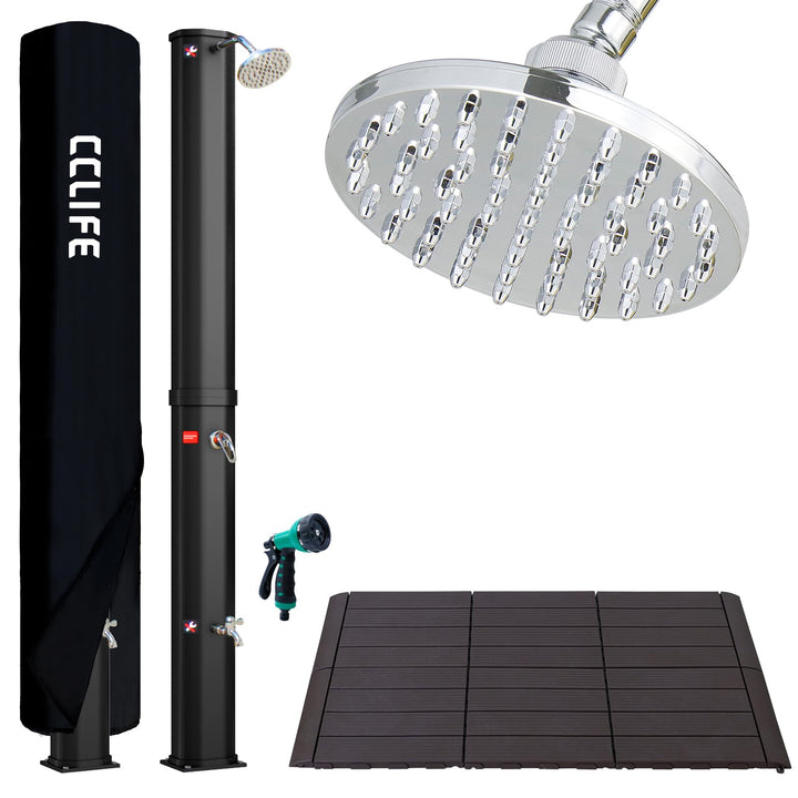CCLIFE Solardusche mit Kunststoffboden 40L Solar Gartendusche Pooldusche Regendusche Aussendusche Ga
