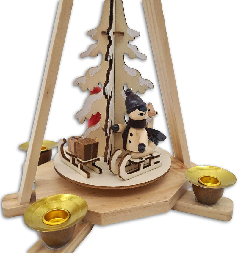Wichtelstube-Kollektion Echtholz Pyramide Weihnachten, Handgefertigte Traditionelle Weihnachtsdeko H