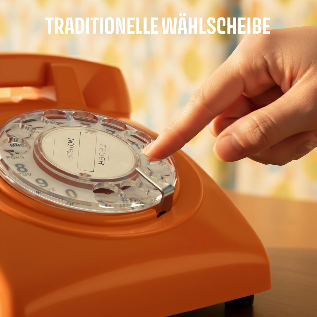 Opis Technology 60s Cable Retro Telefon mit Wählscheibe – Klassisches Festnetztelefon, mechanische M
