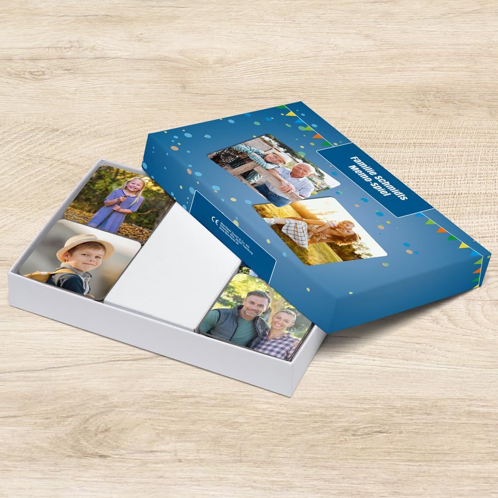 MEINSPIEL - Personalisiertes Memo-Kartenspiel für Kinder - Eigene Fotos auf den Karten - Lernspiel u