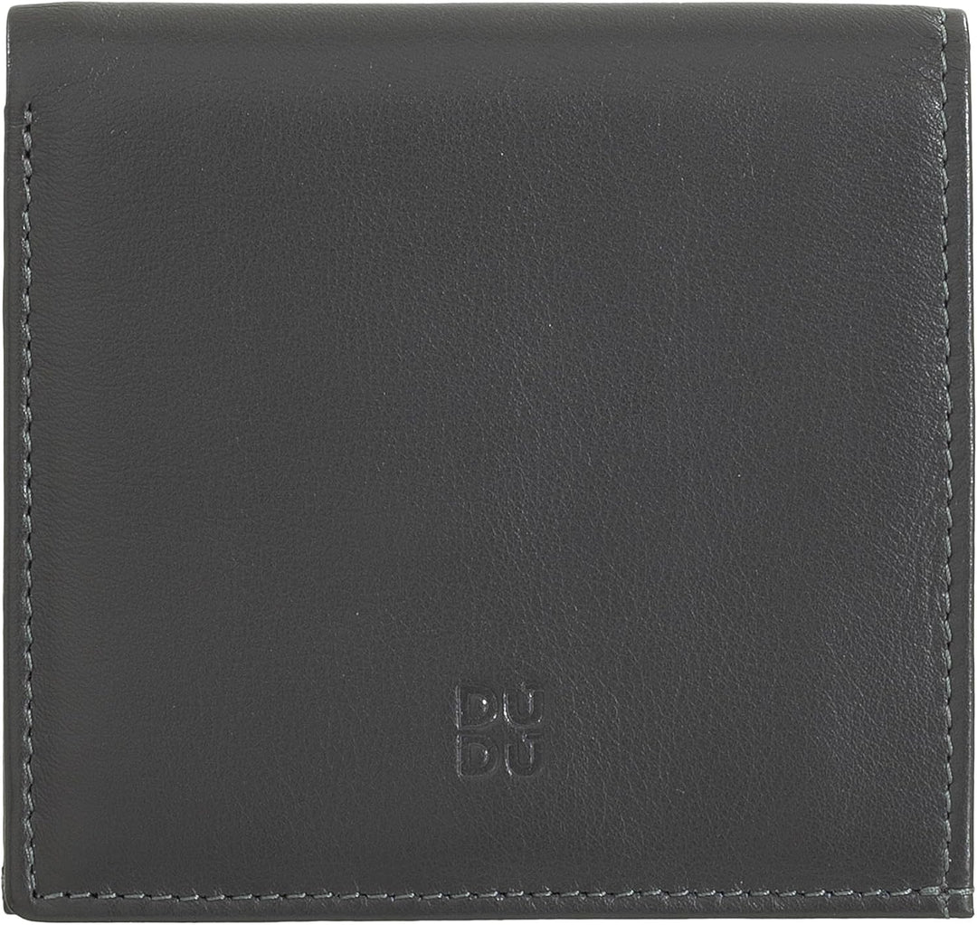 DUDU Mehrfarbiges Portemonnaie RFID in Leder mit Kartensteckfächer und Münzfach Anthracite Mosaic, A