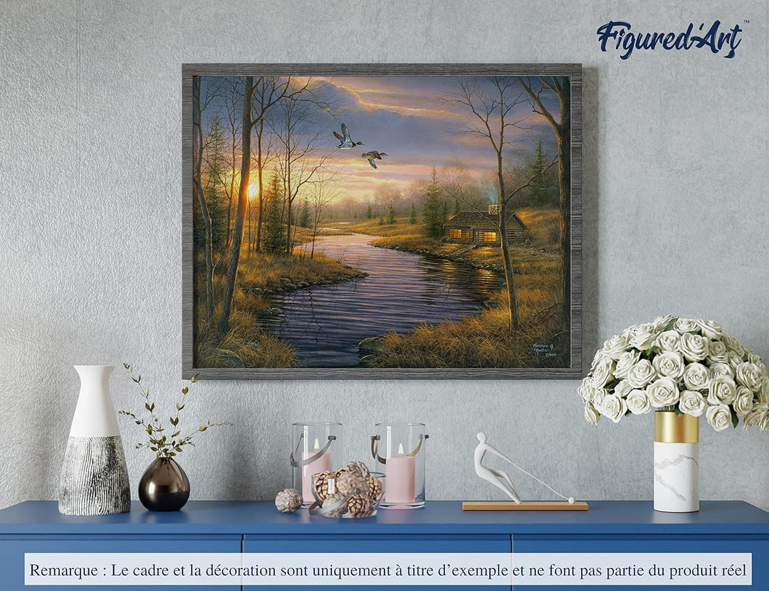 Figured'Art Malen Nach Zahlen Erwachsene Mit Rahmen Landhaus in der Abenddämmerung - Paint by Number
