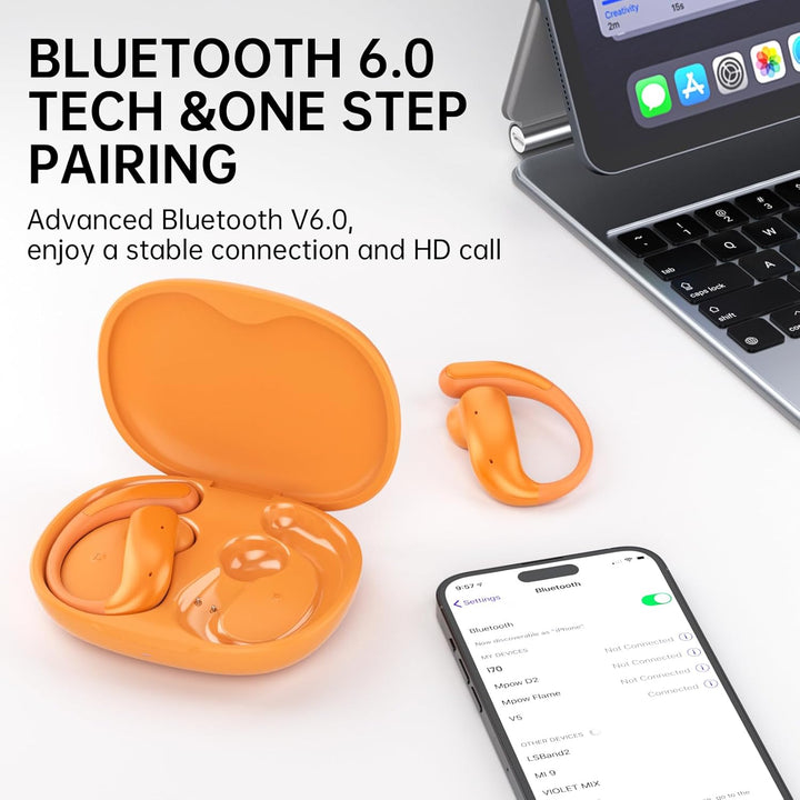 i70 Open-Ear-Ohrhörer Bluetooth 6.0 Kabellose Ohrhörer mit Ohrbügeln, Leichte & Bequeme Sport-Open-E