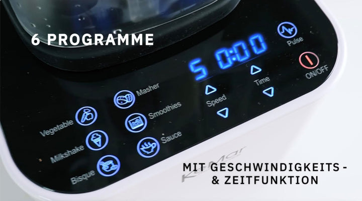 Hochleistungstandmixer (1.500W, 30.000 U/min 6 Programme, Touch Bedienung, inkl. 1L und 2L Behälter