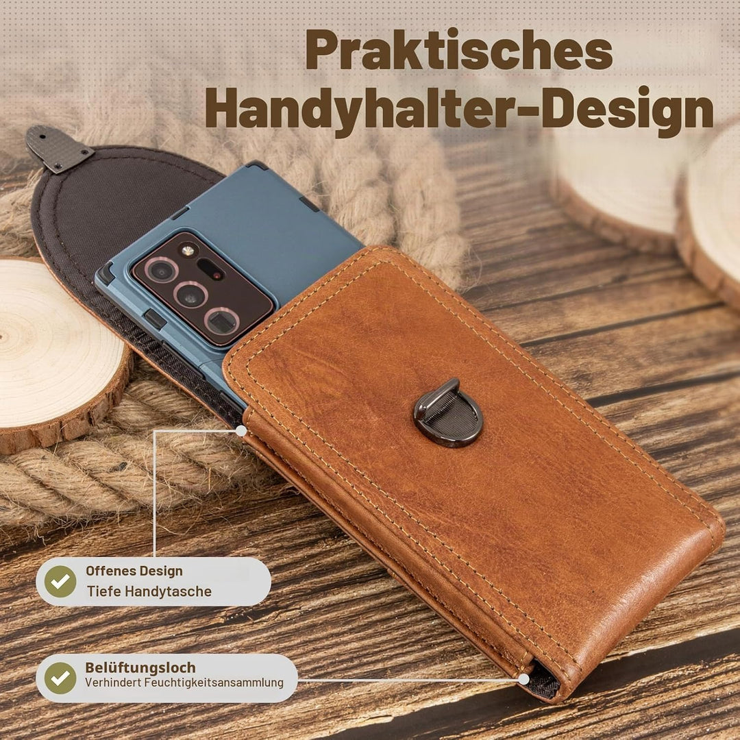 hengwin Horizontal Echtes Leder Handy Holster für iPhone 15 14 Pro Max, 14 Plus, Gürtelclip Gürtelta