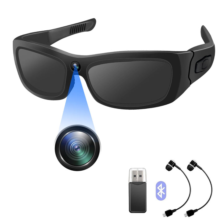 Sport Brillenkamera,Brille mit Kamera HD 1080P Action Cam,Bluetooth Sonnenbrille Sport Kamera Mini A