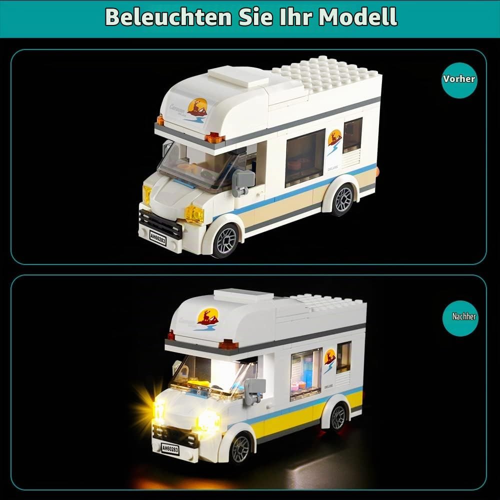 Led Licht Set für Lego Holiday Camper Van 60283 (Kein Lego), Dekorationsbeleuchtungsset für Lego Cit