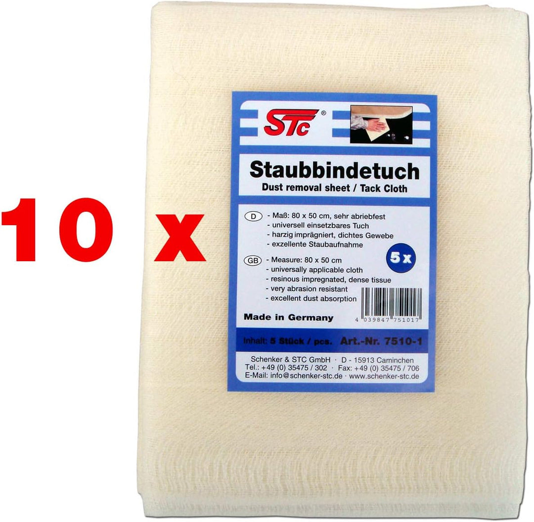 STC Staubbindetuch 10 x 5er Pack (50 Stück) – hochwertiges Honigtuch für Lackierarbeiten – Staubtuch
