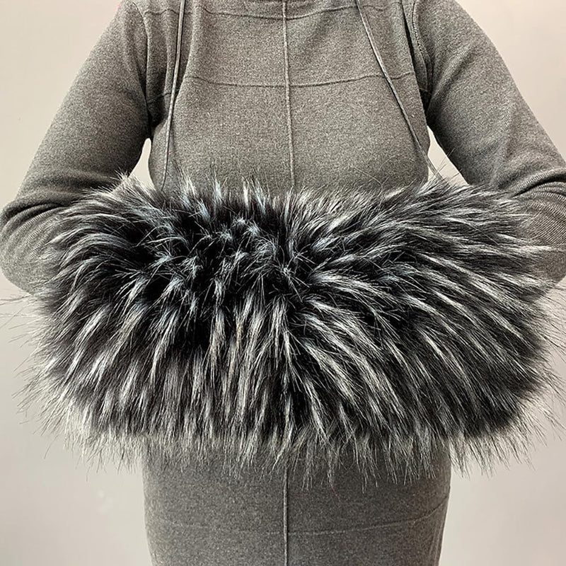 URFEDA Kunstpelz Hand Muffs Damen,Kunstfell-Handwärmer mit Umhängeband Winter Plüsch Handwärmer Kuns