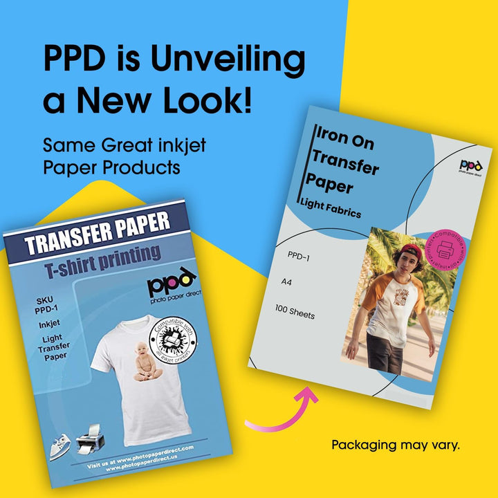 PPD 100xA4 Inkjet Premium Transferpapier für helles Textil, Bügeleisen und Transferpresse