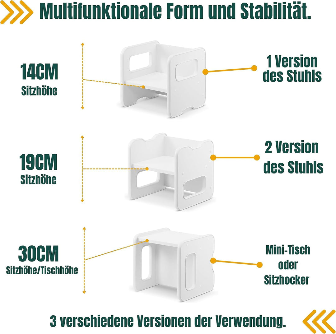defiPad Sitzhocker für Kinder | Stylisch Wendehocker | Kindersessel ab 1 Jahr | Babystuhl Hocker Hol
