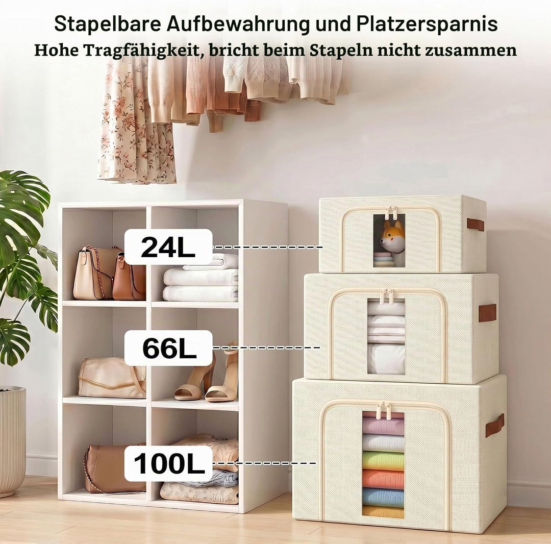 NiuBeBe Kleidung Aufbewahrungstasche Faltbar Metallrahmen: Stapelbare Aufbewahrungsbox mit Deckel fü