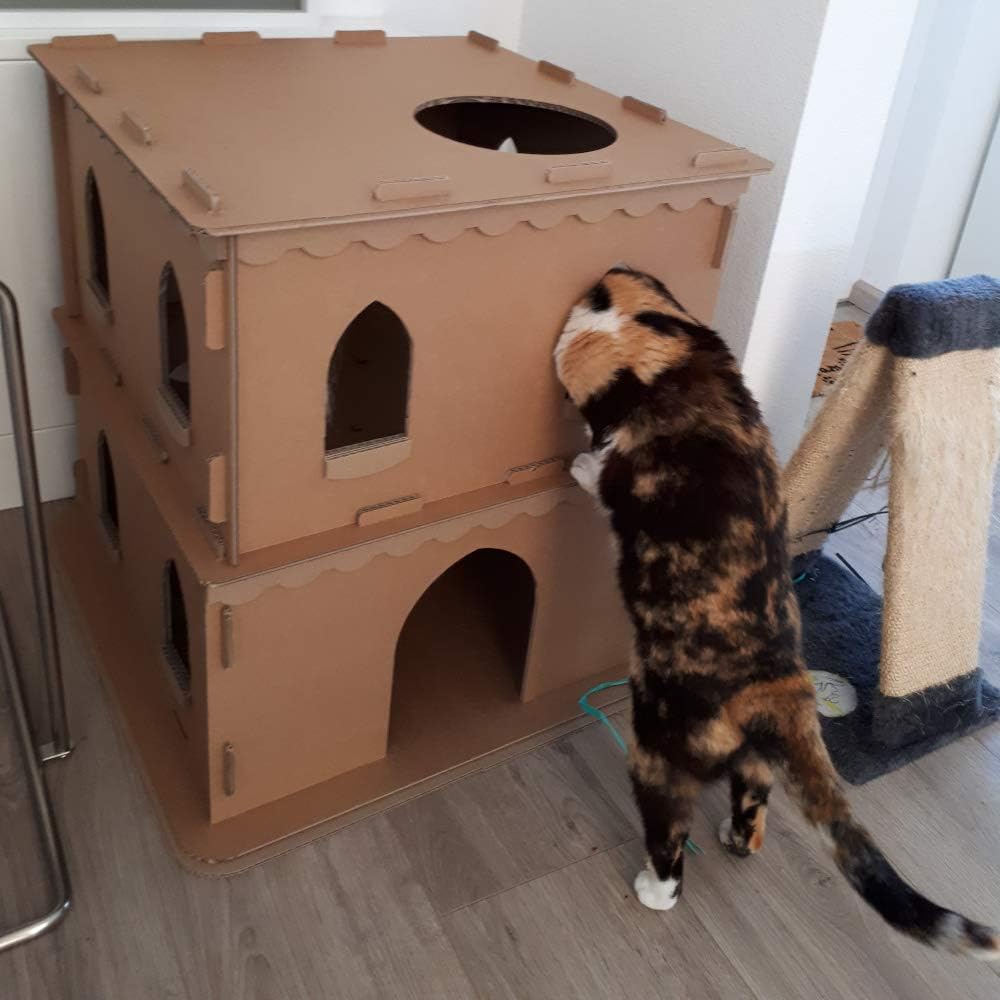 Katzenburg aus Wellpappe, Katzenhöhle, Katzenhaus, Katzenschloss, Katzenbedarf, Katzenkorb, Katzenvi