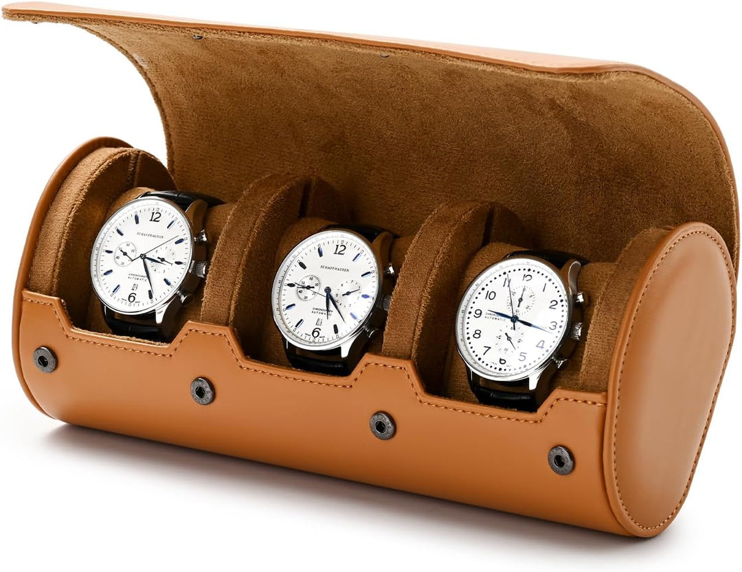 Oirlv Luxus PU Leder 3 Schlitze Uhrenrolle Uhrenbox Für Geschenkbox Weihnachten Jubiläum Geburtstag(