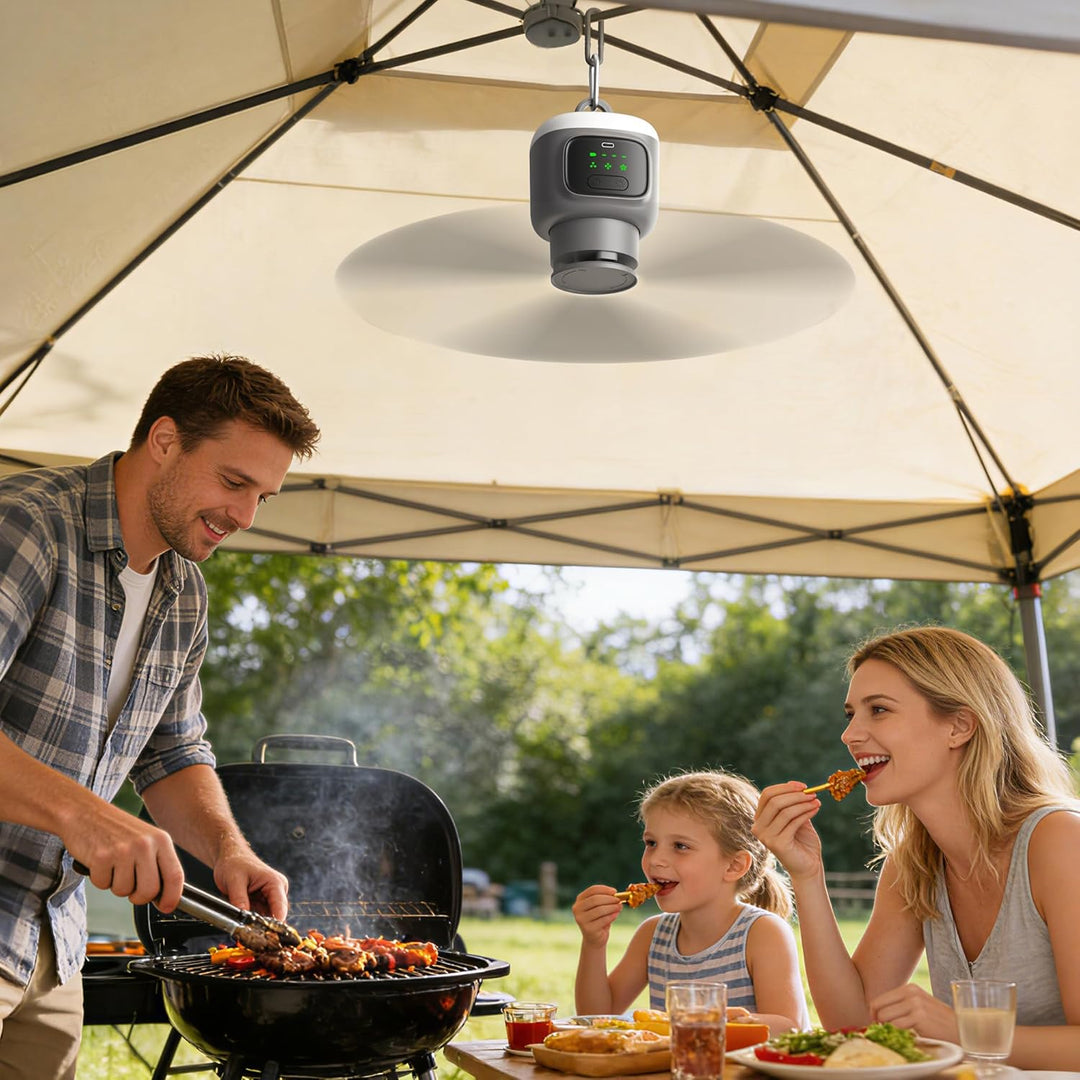 VVU&CCO Kabelloser Outdoor Deckenventilator mit Fernbedienung, 12000mAh Akku Deckenventilator mit Li