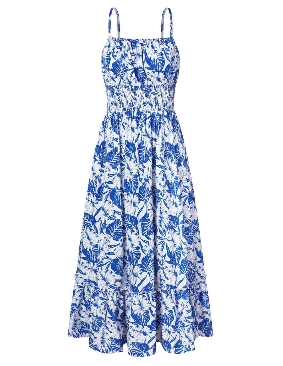 GRACE KARIN Damen Ärmellos Blumenkleid Maxikleid Casual Cami-Kleid Böhmisch Kleid Spaghettiträger Sm