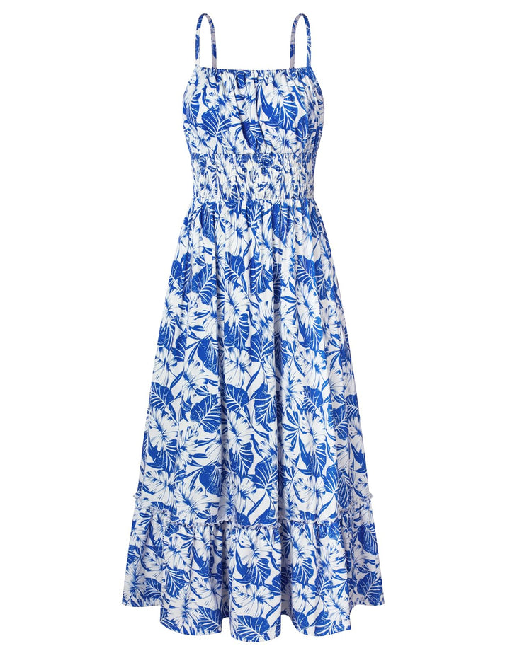 GRACE KARIN Damen Ärmellos Blumenkleid Maxikleid Casual Cami-Kleid Böhmisch Kleid Spaghettiträger Sm