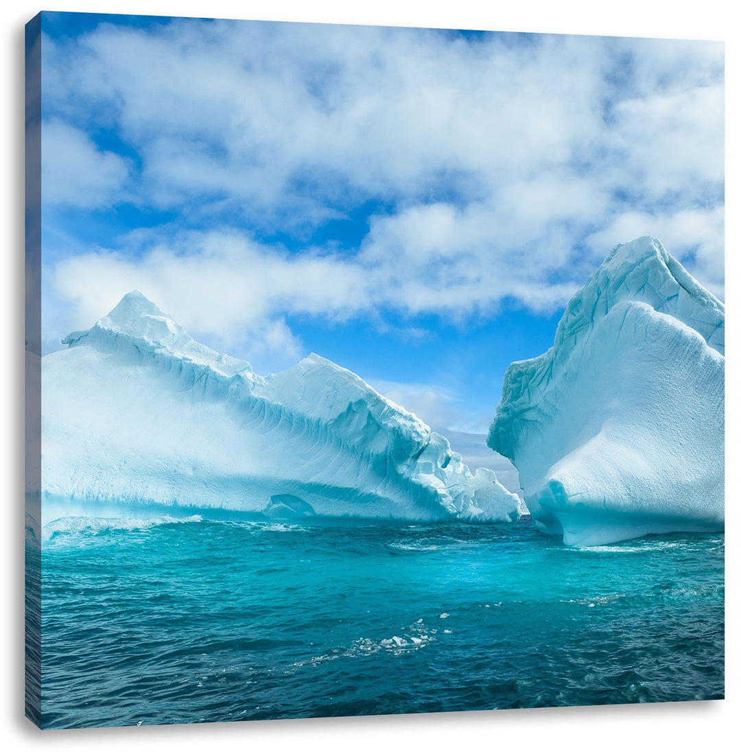 Pixxprint Schnee und EIS der Antarktis Inseln, Format: 70x70 auf Leinwand, 70x70