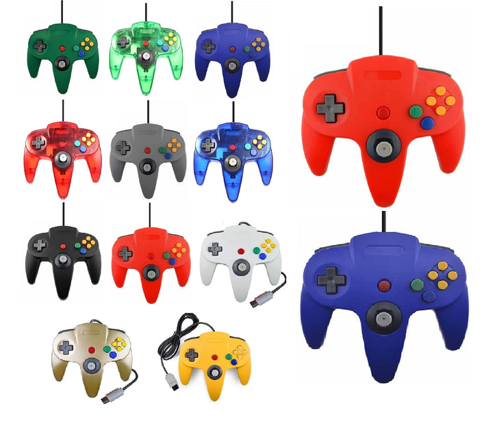 2 Controller Für Nintendo 64 N64 Farbe nach Wahl Kabelgebunden Gamepad Joypad (Rot/Blau), Rot/Blau