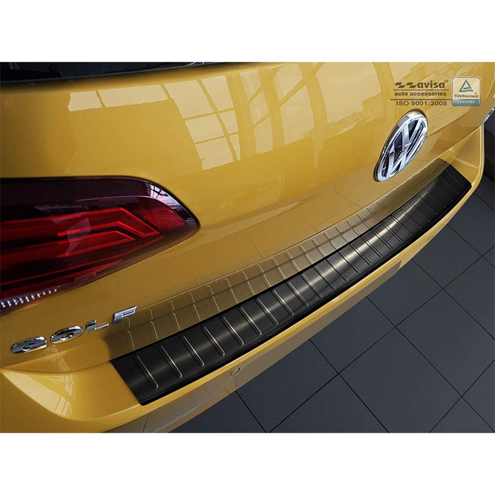 Avisa Schwarz Edelstahl Heckstossstangenschutz kompatibel mit Volkswagen Golf VII HB 3/5-türer 2012-