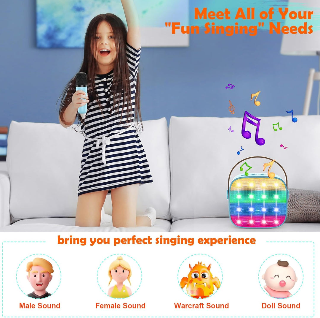 Karaoke Maschine Kinder, Mini Karaoke Maschine mit 2 Mikrofonen, Spielzeug ab 3-12 Jahre Mädchen Jun