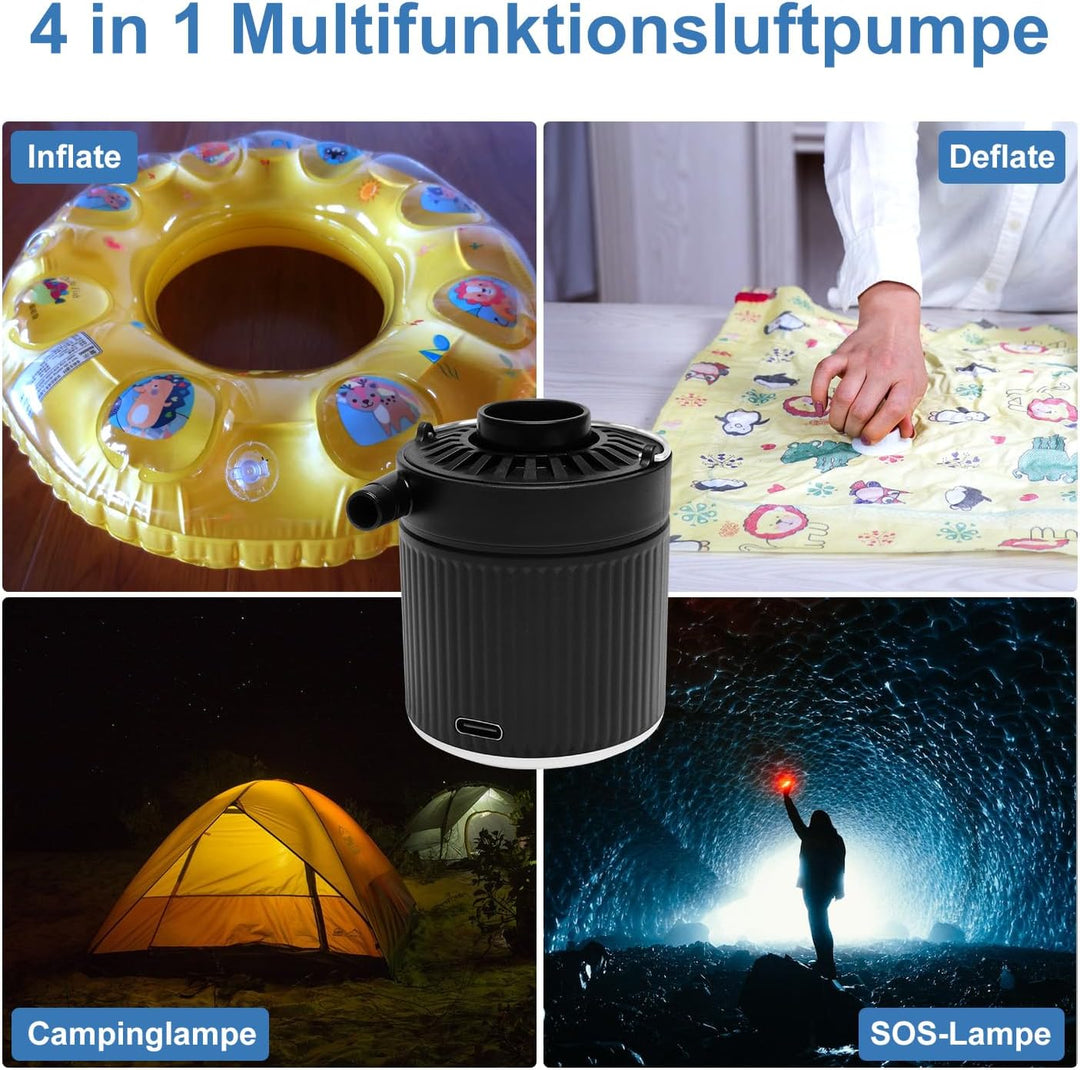 Elektrische Luftpumpe, Tragbare Multifunktion Mini Pumpe zum Inflate und Deflate, mit Wiederaufladba
