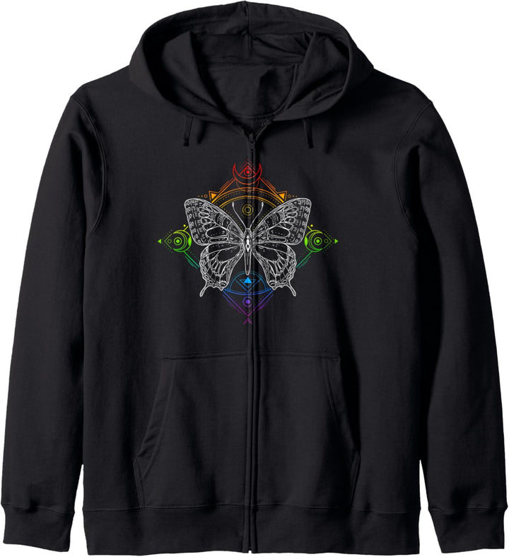 Regenbogen Pride Flaggenfarben, Okkulter Schmetterling Kapuzenjacke